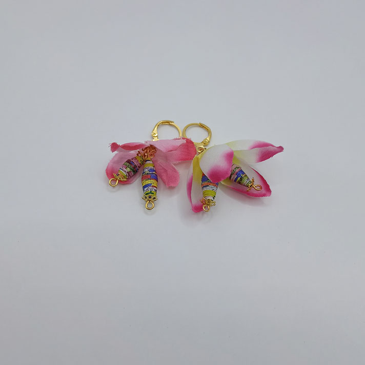 Orecchini Fiori Rosa - Gioielli fatti a mano, nati dalla carta